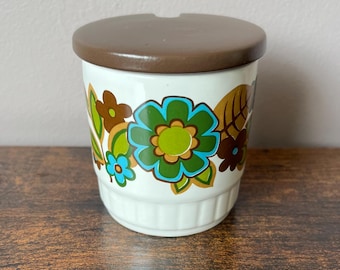 Vintage 1970’s Palissy Royal Worcester Preserve jar, retro flower power mustard pot