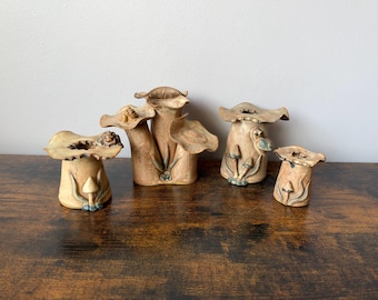 Vintage 1970s Acanthus Crafts Mushroom Studio Pottery Collection Cottagecore Woodland Fungi Stoneware