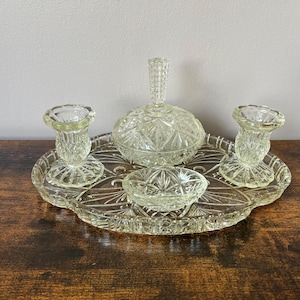 Antique Glass Dressing Table Set - Etsy UK