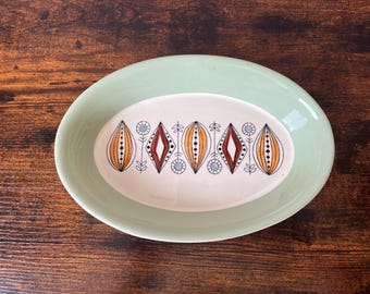 Vintage Egersund Kongo Serving Dish, Mid Century Scandinavian Ceramic, Mint Green 1960s