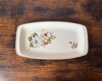 Vintage 1950’s ceramic sandwich platter by Faianta Sighisoara, Romania with gold gilt rim