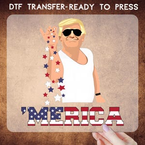 Custom Trump &#39;Merica Dtf, Trump Bae Funny 4th of July Ready To Press, Trump Salt 4th Of July Dtf, Salt Bae Style Funny 4th of July Trump Tee