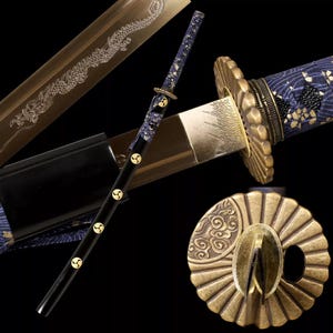 HANDMADE KATANA Japanese Samurai Sword 1095 Steel Clay Tempered Blade Full Tang Razor Sharp , Gifts for Him, Real Sword, High Quality Sword