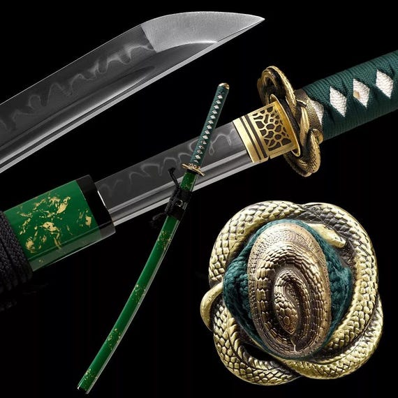HANDMADE SNAKE KATANA Japanese Samurai Sword, Clay Tempered Steel Blade, Full Tang Razor Sharp , Gifts for Him, Real Sword, High Quality