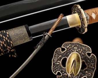 Japanese Katana Sword: L6 Steel Clay Tempered Gunome Hamon