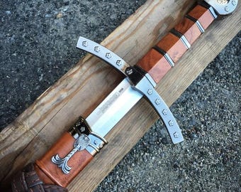 Monogram Sword, Custom Sword, Personalized Sword, Engraved Sword, 17" Medieval Crusader Knights Of Templar Short Sword With Sheath