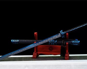 HANDMADE BLUE Sharpened Samurai Sword 1095 Carbon Steel With Sharp Blade, Gifts for Him, Real Sword, High Quality Sword, Sharpened Sword
