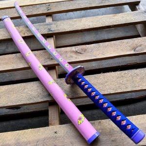 Wooden Demon Anime 1095 High Quality Katana, Slayer Katana, Real Japanese Samurai Sword, Handmade Anime Katana