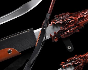 Espada afilada de Kung Fu chino con dragón de acero al manganeso Dao de 39'' hecha a mano