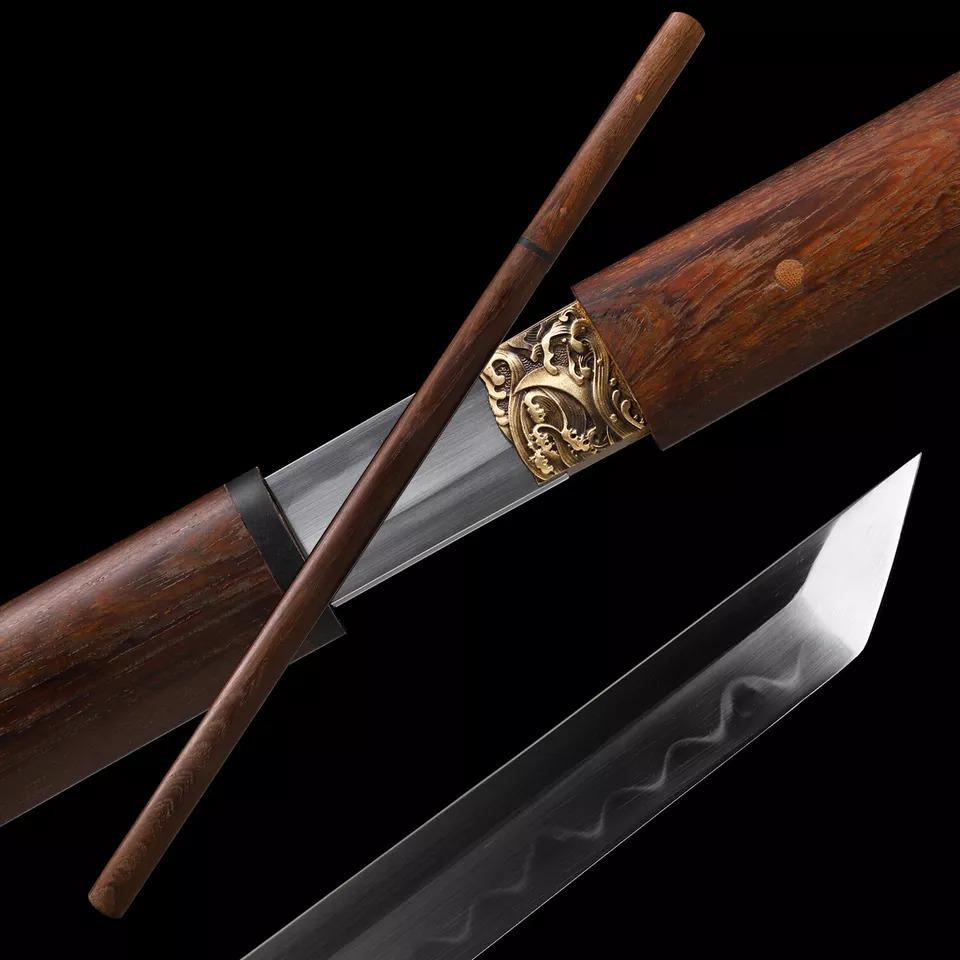 HANDMADE ROSEWOOD KATANA Japanese Samurai Sword, Clay Tempered Steel Blade, Full Tang Razor Sharp, Gifts for Him, Real Sword, High Quality