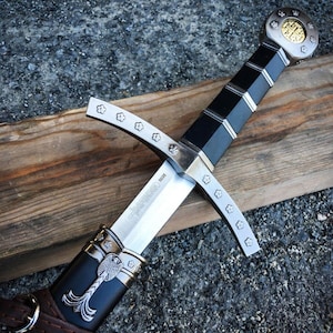 Monogram Sword, Custom Sword, Personalized Sword, Engraved Sword, 17" Medieval Crusader Knights Of Templar Short Sword With Sheath