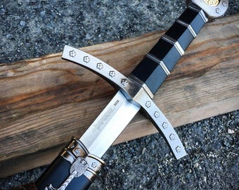Monogram Sword, Custom Sword, Personalized Sword, Engraved Sword, 17" Medieval Crusader Knights Of Templar Short Sword With Sheath