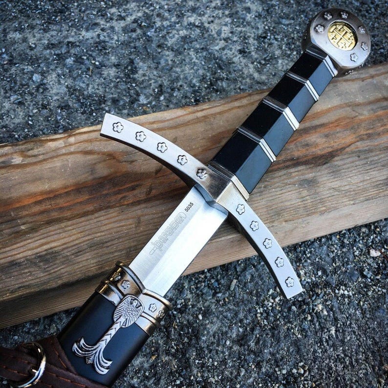 Monogram Sword, Custom Sword, Personalized Sword, Engraved Sword, 17" Medieval Crusader Knights Of Templar Short Sword With Sheath image 1
