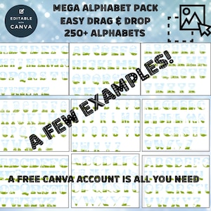 Mega ALPHABET Canva Frames | 200 Editable Templates for Alphabet Art, Prints, Logos, Wall Art, Social Media, Digital Download plus Bonus