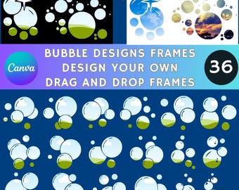 36 Abstract Bubble CANVA Frames, Drag & Drop Designs (Instant Download)