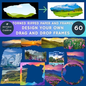 CORNICI IN TELA - 60 disegni di carta strappata + strappata + bordi, tutte le forme! Enorme BUNDLE Facile da trascinare e rilasciare Download immediato, aggiungi immagine/texture/colore.