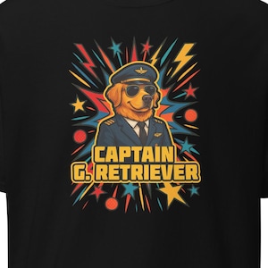 Funny Pilot Dog Lover T Shirt, Golden Retriever Aviation Tee, Travel Gift for Pet Owners, Airline Humor Shirt, Custom Dog Pilot Design