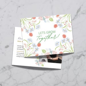 Grundbesitz Hinterlassen | Let’s Grow Together – Empfehlung Postkarten Vorlage | Pop-By Kunden Marketing | Bearbeitbare Canva-Vorlage (14 cm x 11 cm)