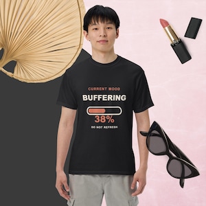 Brain Buffering Shirt, Funny Mental Loading T-Shirt, Tired Introvert Tee, Overwhelmed Gift, Unisex Garment Dyed Cotton Top