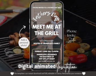 Digital invitation, Fathersday invitation, Photo Invite, Fathers day card,Editable invitation, phone evite, electronic invite,Dad gift ideas