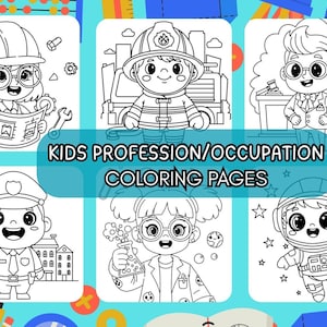 Educational: 9 Printable PDF Coloring Pages Sheets Profession Occupation for Kids, Jobs Career Day, with Fun Facts, Community Helpers