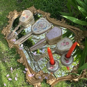 THE SUMMER BANQUET - Vintage 1940s 1950s antique pretty regency hair brushes, clothes brushes and mirrors