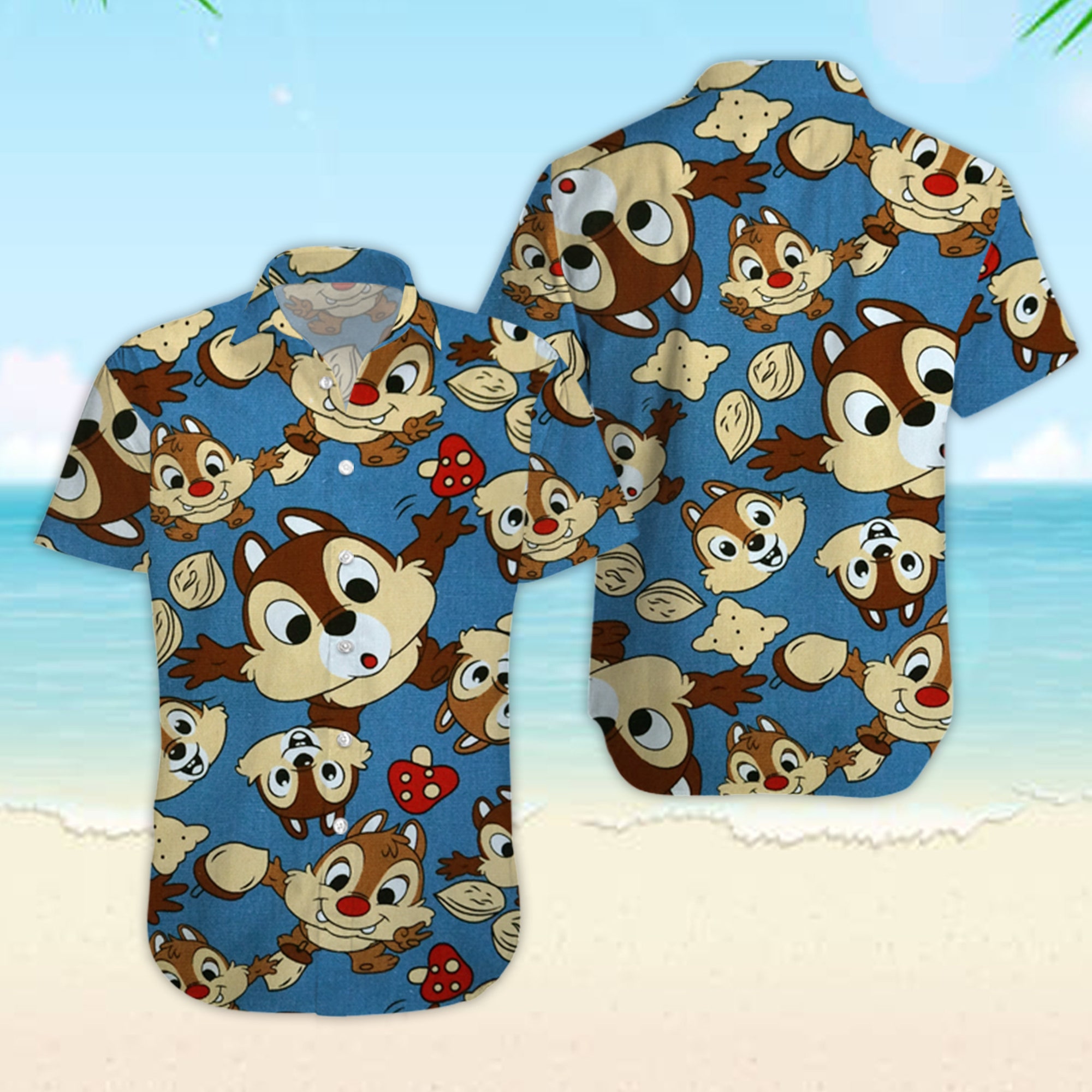 Discover 3D Chip Dale Hawaiian Summer Shirt| Summer Hawaiian | Family Guy| Button Shirt | Disney World Kids Shirt