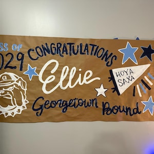 Banderole de remise des diplômes personnalisée en papier brun peinte à la main
