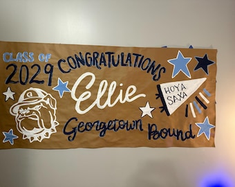 Banderole de remise des diplômes personnalisée en papier brun peinte à la main