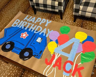 Bannière d'anniversaire personnalisée en papier brun peinte à la main