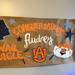 CUSTOM Graduation Hand Painted Brown Paper Banner image 3