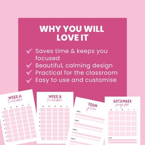 Printable & Editable Teacher Planner | Pink Floral Design | Weekly and ...