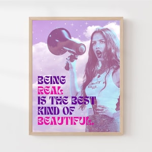 Póster digital "Ser Real" de Olivia Rodrigo / Decoración de pared inspiradora para fans de Livie / Regalo para fans de Olivia Rodrigo / Arte mural motivacional imprimible