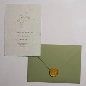 Invito Matrimonio ''Cauchois'' - Carta Riciclata + Busta Verde in Cartoncino