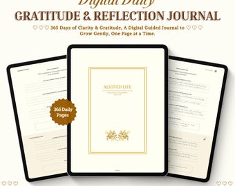 Digital Gratitude Journal for iPad GoodNotes 365 Daily Reflection on Mindfulness & Affirmations PDF Download