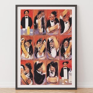 Guy Buffet: La creación del martini perfecto, póster vintage enmarcado de comida y bebida, decoración de bar, póster retro, papel tapiz de cafetería, póster abstracto de martini