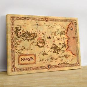 Narnia Karte, Die Chroniken von Narnia, Wandkunst, Der Löwe, die Hexe und der Kleiderschrank Leinwanddruck, Fantasy Karte Leinwand, Archenland Poster