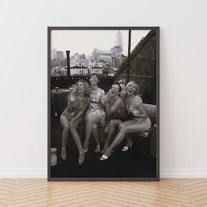 SATC Poster, Iconic 90s TV Show Wall Art, Rooftop Party Scene, Bar Cart Wall Art, Black and White, Hypebeast Room Decor