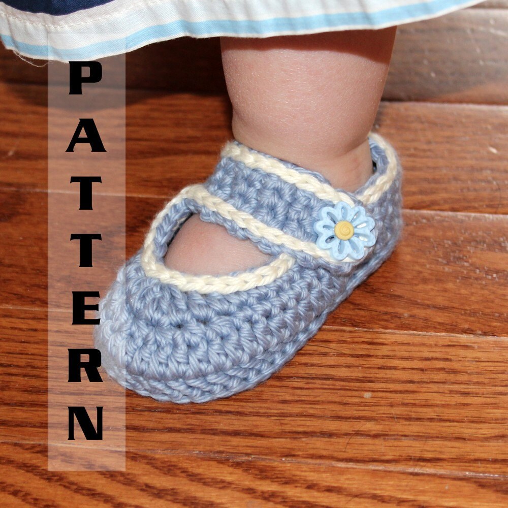 Crochet Pattern Basic Mary Jane Style Wide Button Down Strap Etsy