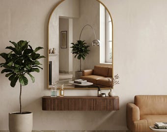 Modern Arched Wall Mirror, Bathroom Mirror, Minimalist Wall Decor, Entryway Mirror, Aesthetic Mirror, Framed Mirror, Minimalist Design