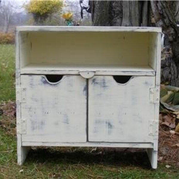 Any Color Primitive  Storage bench TV Cabinet Bench BookCase Night Stand Antique Shabby Chic Entertainment Media Center Mini Bar Wood