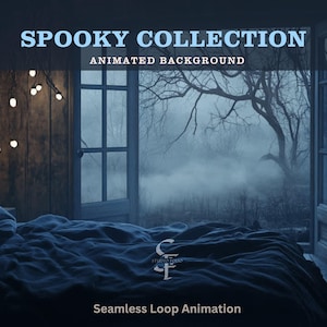 Halloween Foggy Bedroom Twitch Background Overlay Spooky Animated Vtuber Stream Overlay Forest Night Green Screen Halloween Overlay