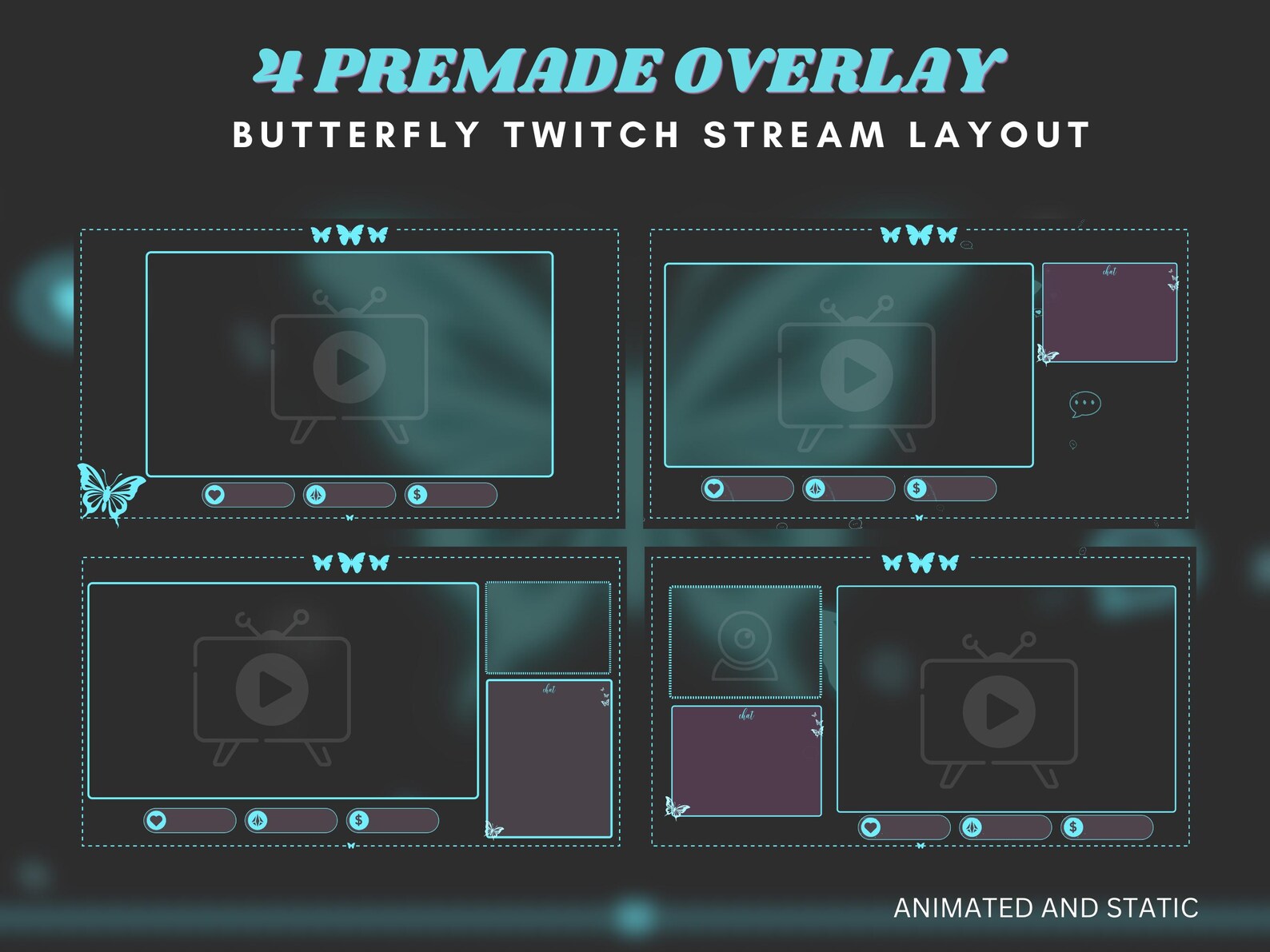 Blue Butterfly Twitch Stream Layout Twitch Stream Aesthetic Blue Twitch ...