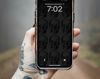Fondo de pantalla de calavera para teléfono - Fondo de pantalla de calavera de Halloween para iPhone - Fondo de pantalla gótico para iPhone - Pantalla de bloqueo gótica