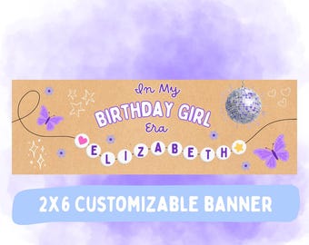Taylor Swift födelsedagsbanner - redigerbar Canva-banner - digital bannermall - vänskapsarmband födelsedagsbanner 2x6