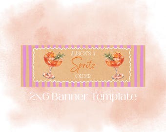 En Spritz äldre födelsedagsbanner, redigerbar Canva-banner, digital bannermall, 2x6-banner