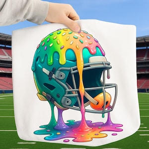 Football Helmet Dripping Png, Ice Cream Drip Football png design