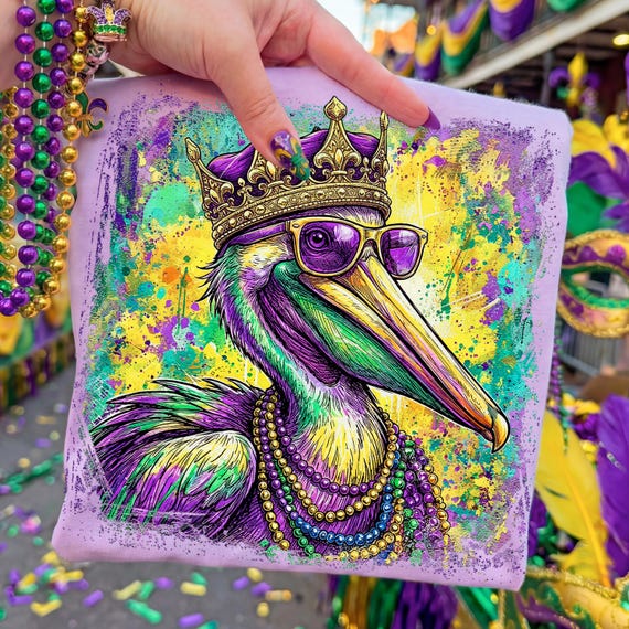 Mardi Gras Pelican PNG, Colorful Mardi Gras Pelican Design, Mardi Gras Carnival Png, Louisiana Festival New Orleans PNG, Mardi Gras 2026 Png