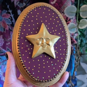 Anthropomorphic Star Wall Hanging, Vintage 90s Celestial Inspired Art, Wall Decor, Whimsigoth, Gallery Wall Art