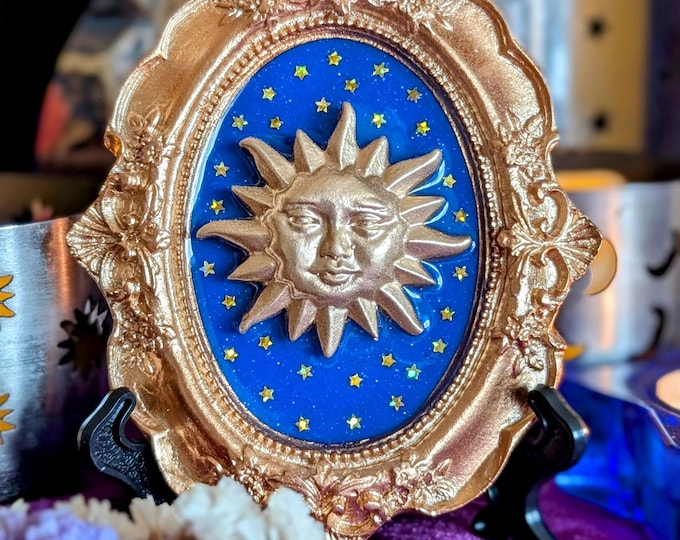 Sun Miniature Gold Ornate Frame, 90s Celestial Decor, Whimsigoth, Home Decor, Vintage Style